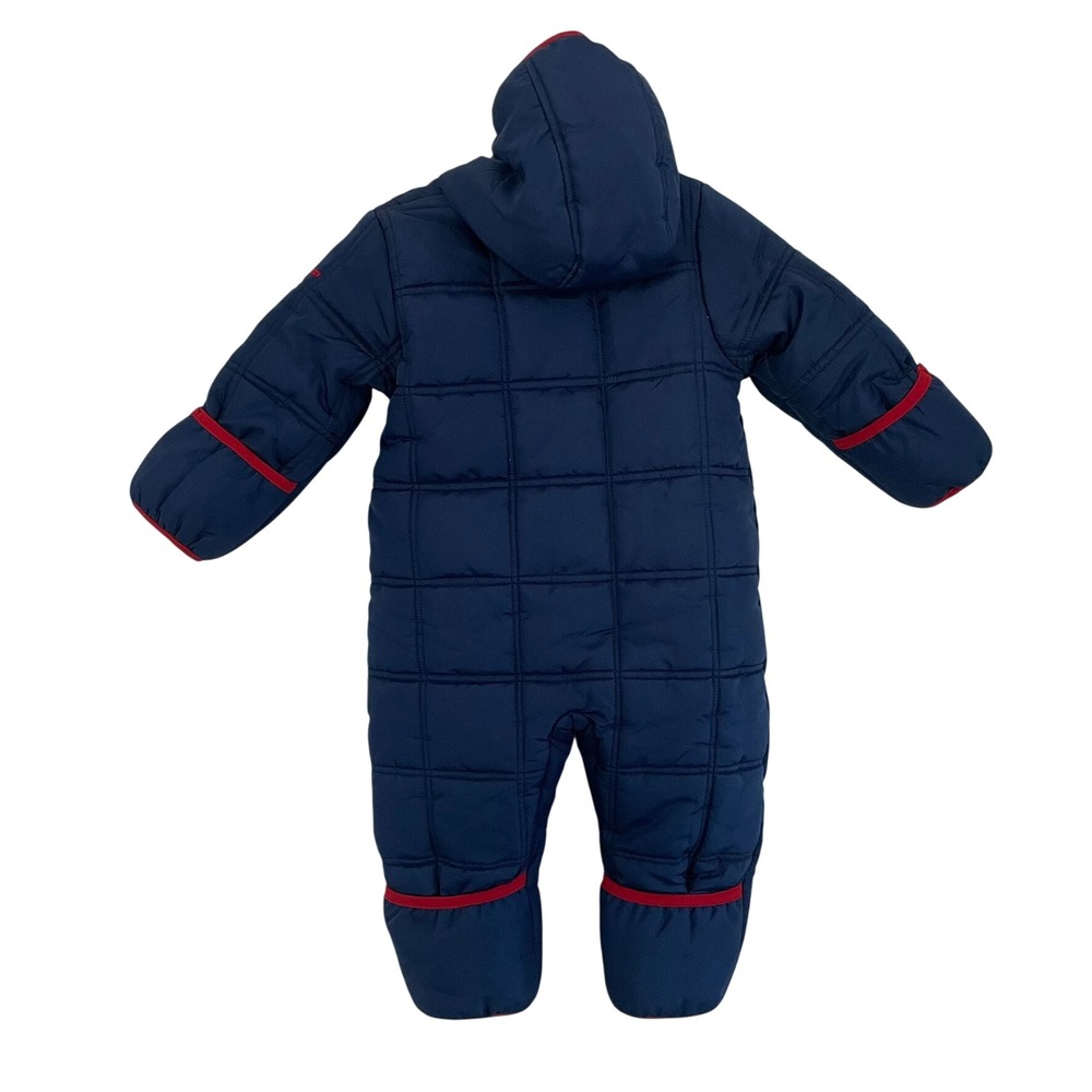 Free Country Baby Quilted Hooded Bunting Snowsuit 18 Mo Sherpa Fleece Warm Navy - Picture 2 of 8